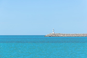  lighthouse on Thai harbor  in Thailand