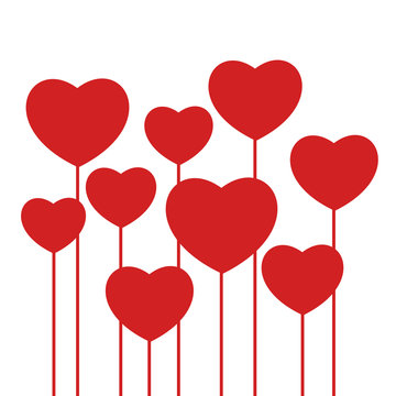 red hearts isolated