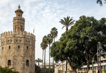 Fototapeta na wymiar Gold Tower in Seville Andalucia Spain