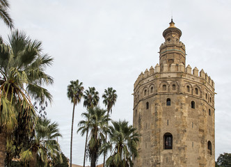 Fototapeta na wymiar Gold Tower in Seville Andalucia Spain