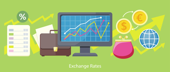 Exchange Rates Design Flat Concept