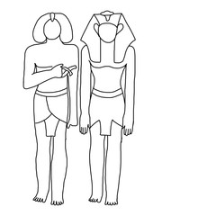 Statues of Egyptian pharaohs, sketch