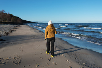 Nordic walking at sea.
