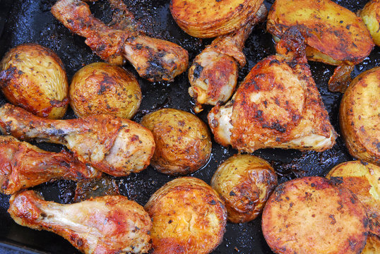 roasted chicken and potatoes