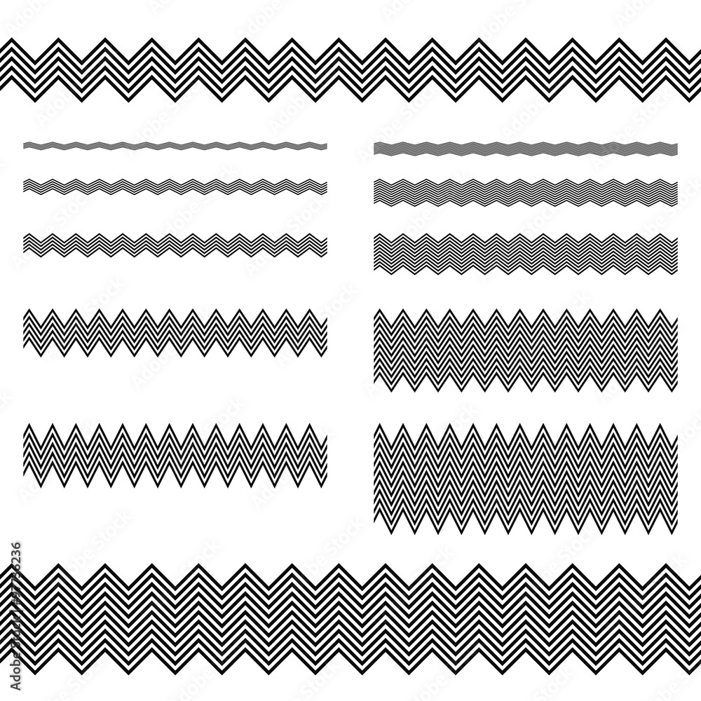 Poster graphic design elements - zigzag line divider set