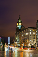 Liverpool's Historic Waterfront Buildings at Night