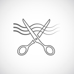 Haircut, hair and scissors outline icon