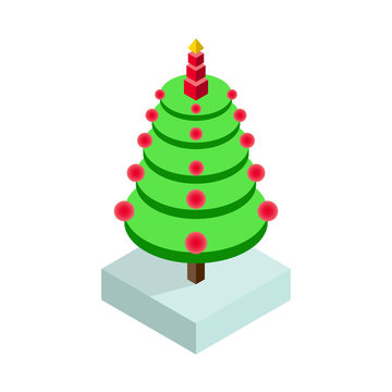 Isometric christmas tree icon