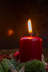 advent wreath with burning candles 