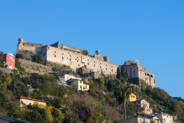 Fototapeta na wymiar View of the Malaspina castle in the town of Massa in Tuscany, Italy