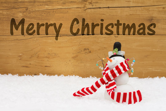 Christmas Snowman with text Merry Christmas