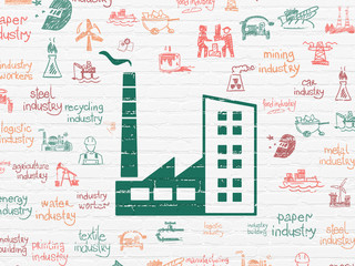 Manufacuring concept: Industry Building on wall background