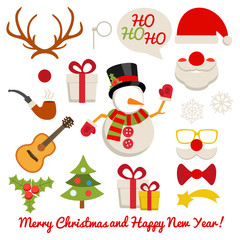 Xmas photo booth and scrapbooking vector set