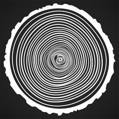 Vector Tree Rings Background and Saw Cut Tree Trunk.