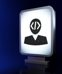 Database concept: Programmer on billboard background
