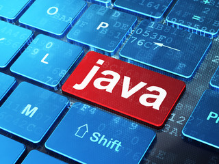 Programming concept: Java on computer keyboard background