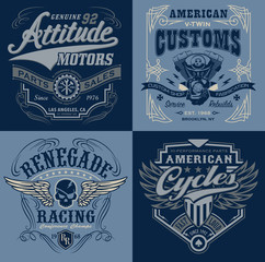 Vintage motorsport emblem graphic set