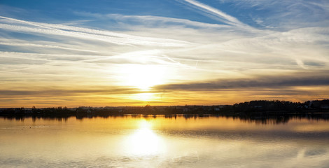 sunset on a river