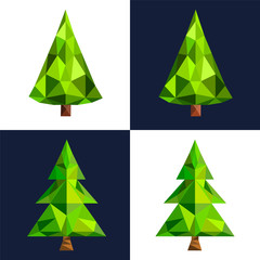 Christmas tree flat 3d lowpoly pixel art icon