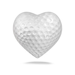Golf ball heart / 3D render of heart shaped golf ball