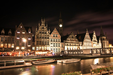 Night european city Gent