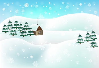 Winter landscape - vector illustration