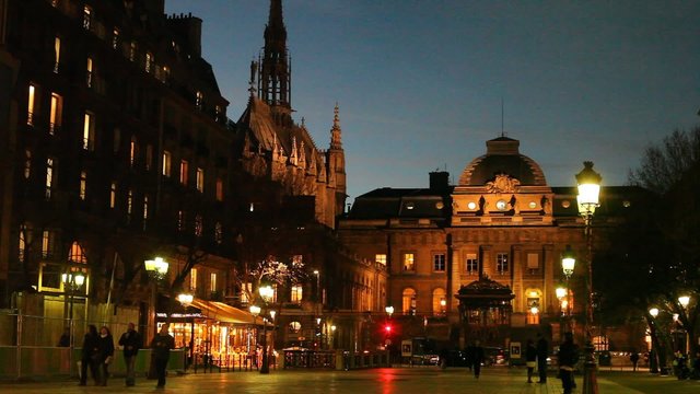 Paris city center by night