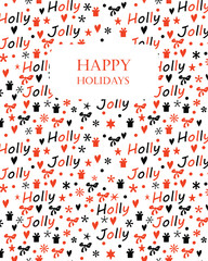 Christmas background with Holly Jolly lettering