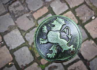 Bronze lion - symbol of city Gent