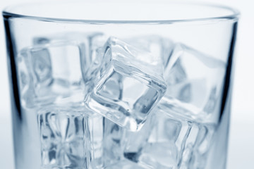 glass with ice cubes