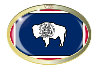 Wyoming State Flag Oval Button