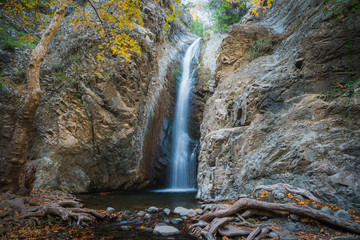 Millomeri waterfall near Platres in the Troodos. Cyprus.
