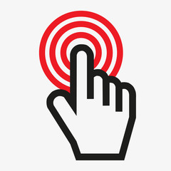 Computer hand cursor that makes choices and is aimed at a target