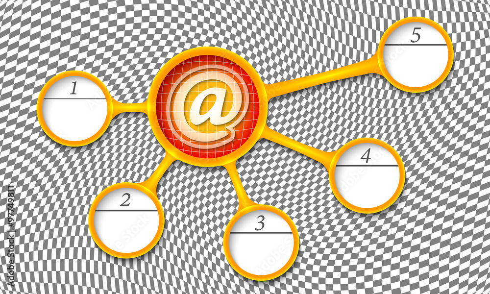 Poster Vector circular text boxes for your text and email icon