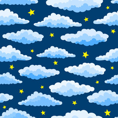 Cartoon Color Clouds Seamless Pattern. Background with various v