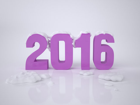 2016. New Year Card with Three-dimensional Numerals 2016. The illustration of the 2016 Concept. Rendering image