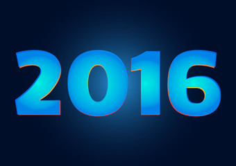 Happy 2016 new year. Vector paper illustration.