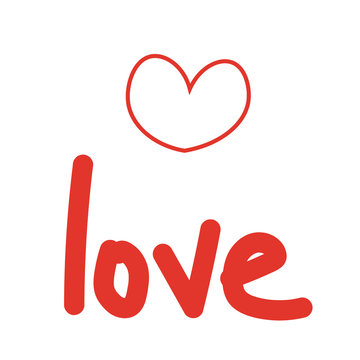 vector red heart illustration with word love on white background