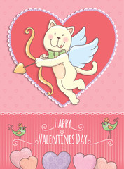 Valentine Day card with cat