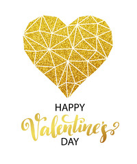 Valentines day love greeting card with geometric heart shape. Vector illustration