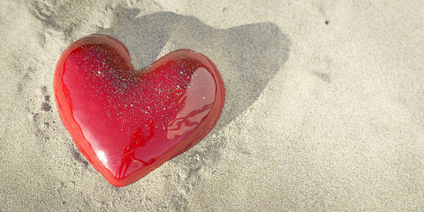 Cœur sur sable en Panoramique