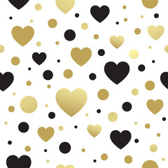 Vector seamless pattern with hearts. Vector illustration