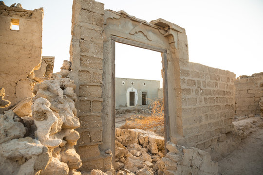 RAS AL-KHAIMAH, UAE -05 DECEMBER 2015: Al Jazirah Al Hamra is a town to the south of the city of Ras Al-Khaimah in the United Arab Emirates. It is known for its collection of abandoned houses.