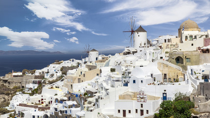 The famous windmills of Oia in Santorini