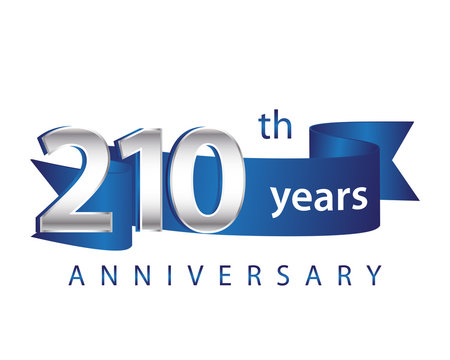 210 Years Anniversary Logo Blue Ribbon