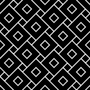 Vector modern seamless geometry pattern squares, black and white abstract geometric background, pillow print, monochrome retro texture, hipster fashion design