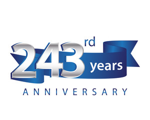 243 Years Anniversary Logo Blue Ribbon
