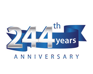 244 Years Anniversary Logo Blue Ribbon