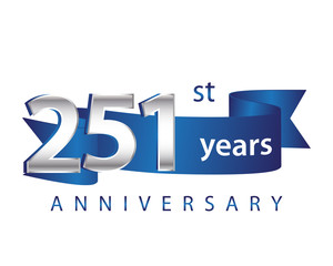 251 Years Anniversary Logo Blue Ribbon