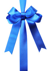 Dark blue ribbon bow isolated on white